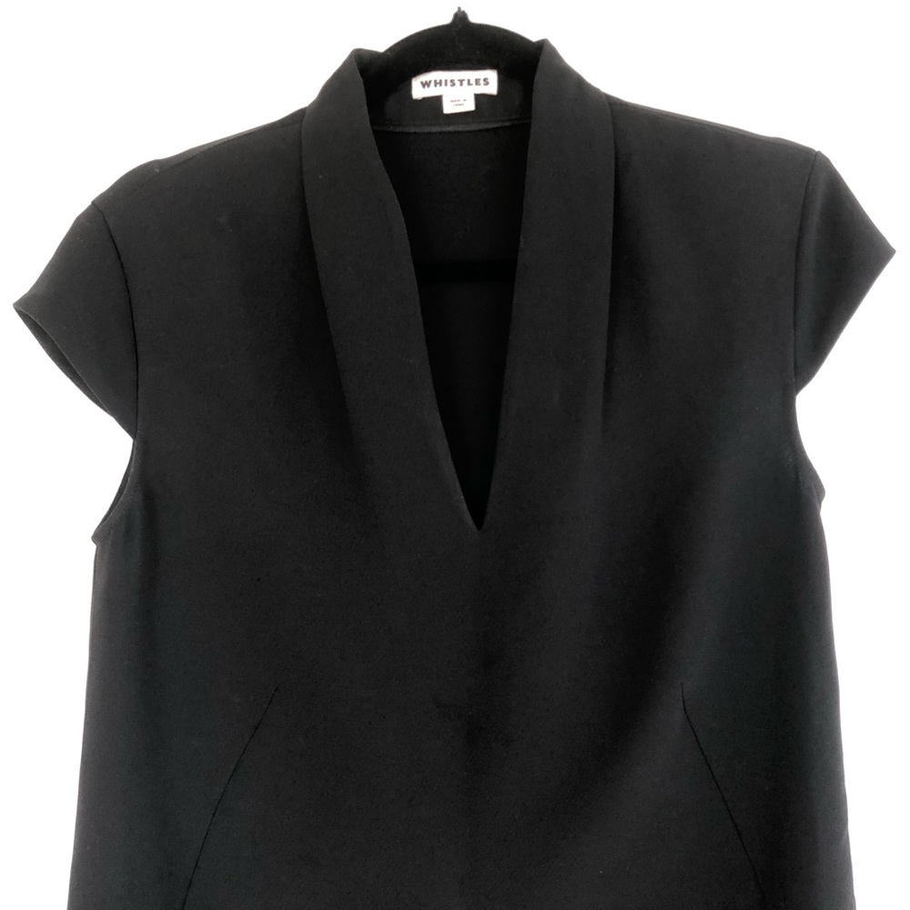 WHISTLES Black Paige V Neck Dress, Size 4 - Picture 6 of 10